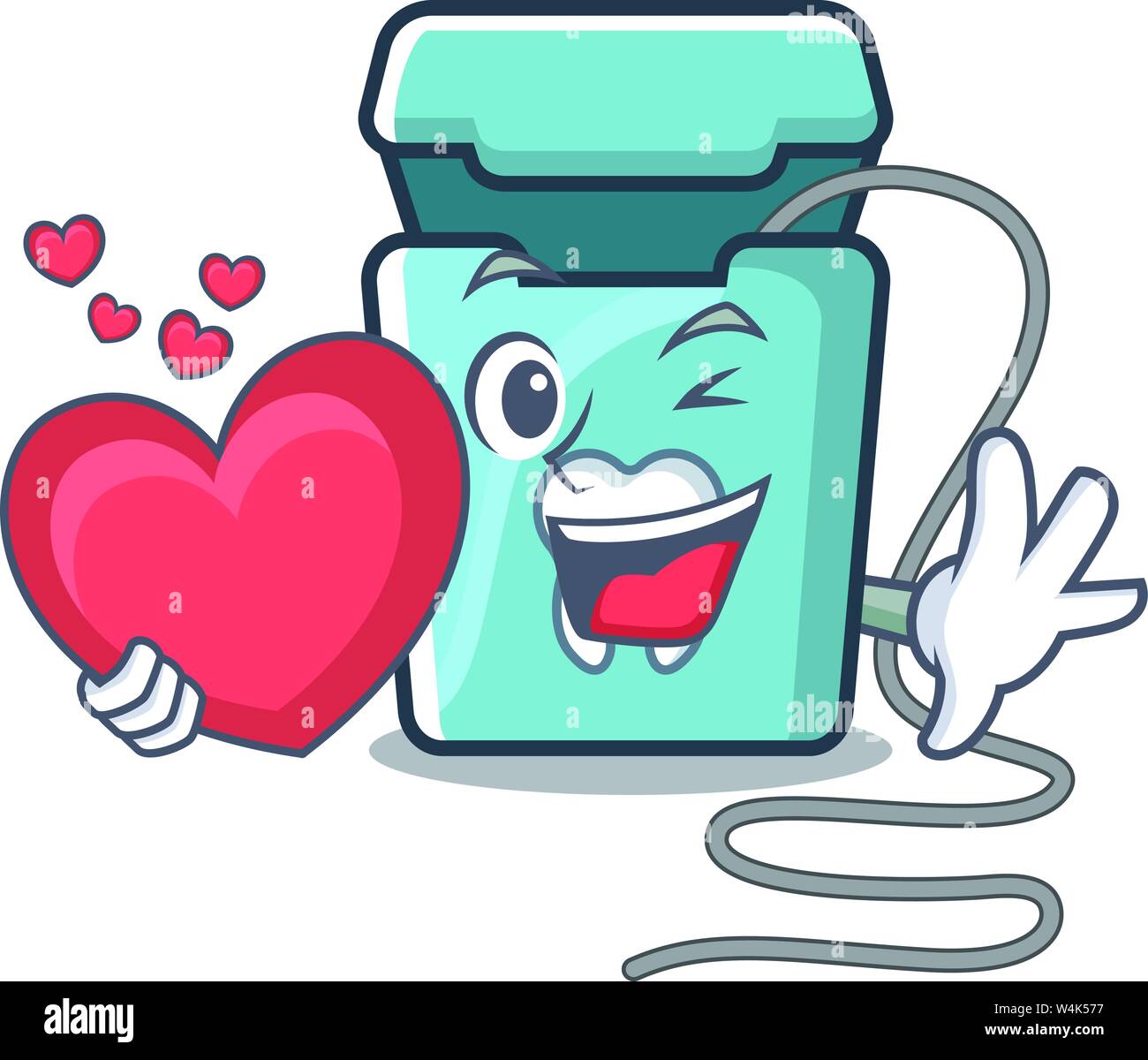 Mit herz Zahnseide in einem Maskottchen box Vector Illustration Stock Vektor