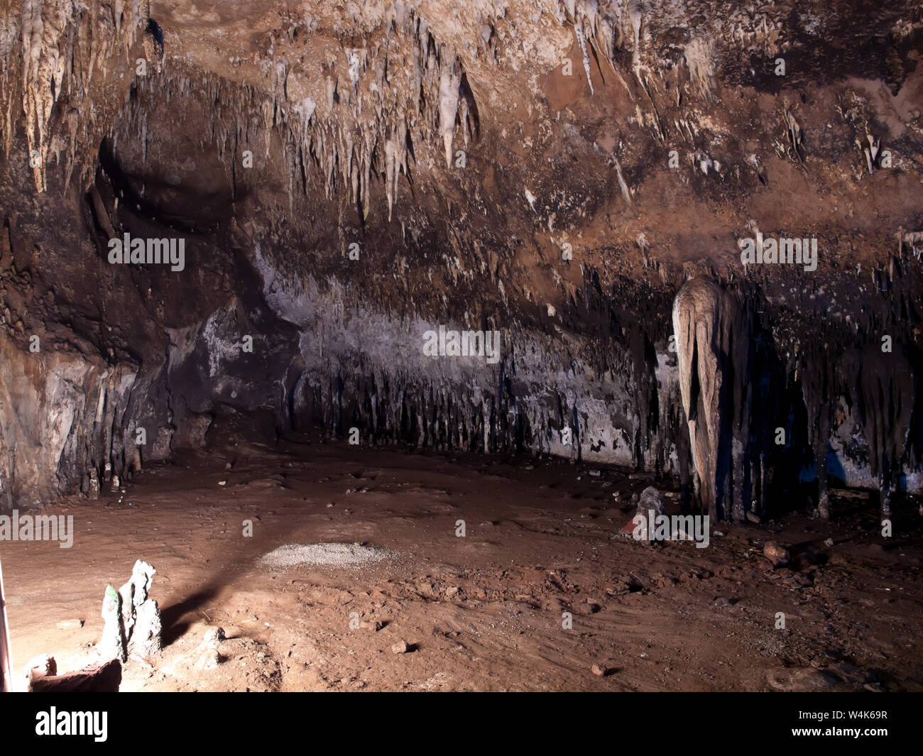 Stalaktit Wand in der Höhle Tham Khao Bin, Ratchaburi, Thailand Stockfoto