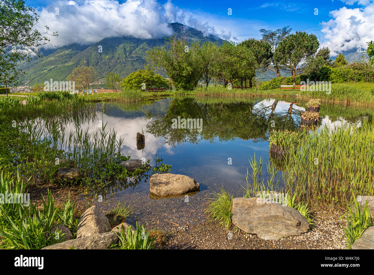 Burglehen Park in Dorf Tirol, Südtirol Stockfoto