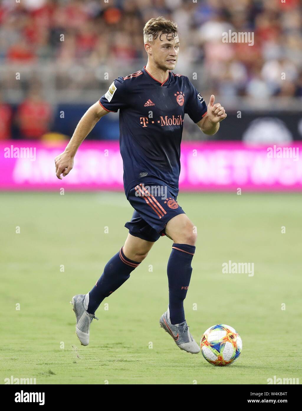 Kansas City, USA. 24. Juli 2019. firo: 23.07.2019 Fußball, Fußball: 1. Bundesliga, Saison 2019/2020 AC Mailand, Test, Test, Freundschaftsspiele, gegen den FC Bayern München München, Audi Sommer Tour USA, Internationale Champions Cup 0:1 FCB Joshua Kimmich, Single Action | Verwendung der weltweiten Kredit: dpa/Alamy leben Nachrichten Stockfoto