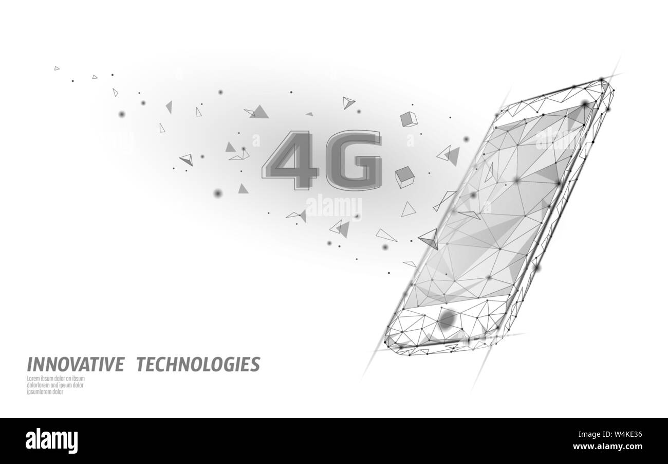 4G Wireless Internet Wifi Verbindung. Smartphone mobile device Isometrische blau 3d-flach. Globales Netzwerk mit hoher Geschwindigkeit innovation Datenrate der Verbindung Stock Vektor