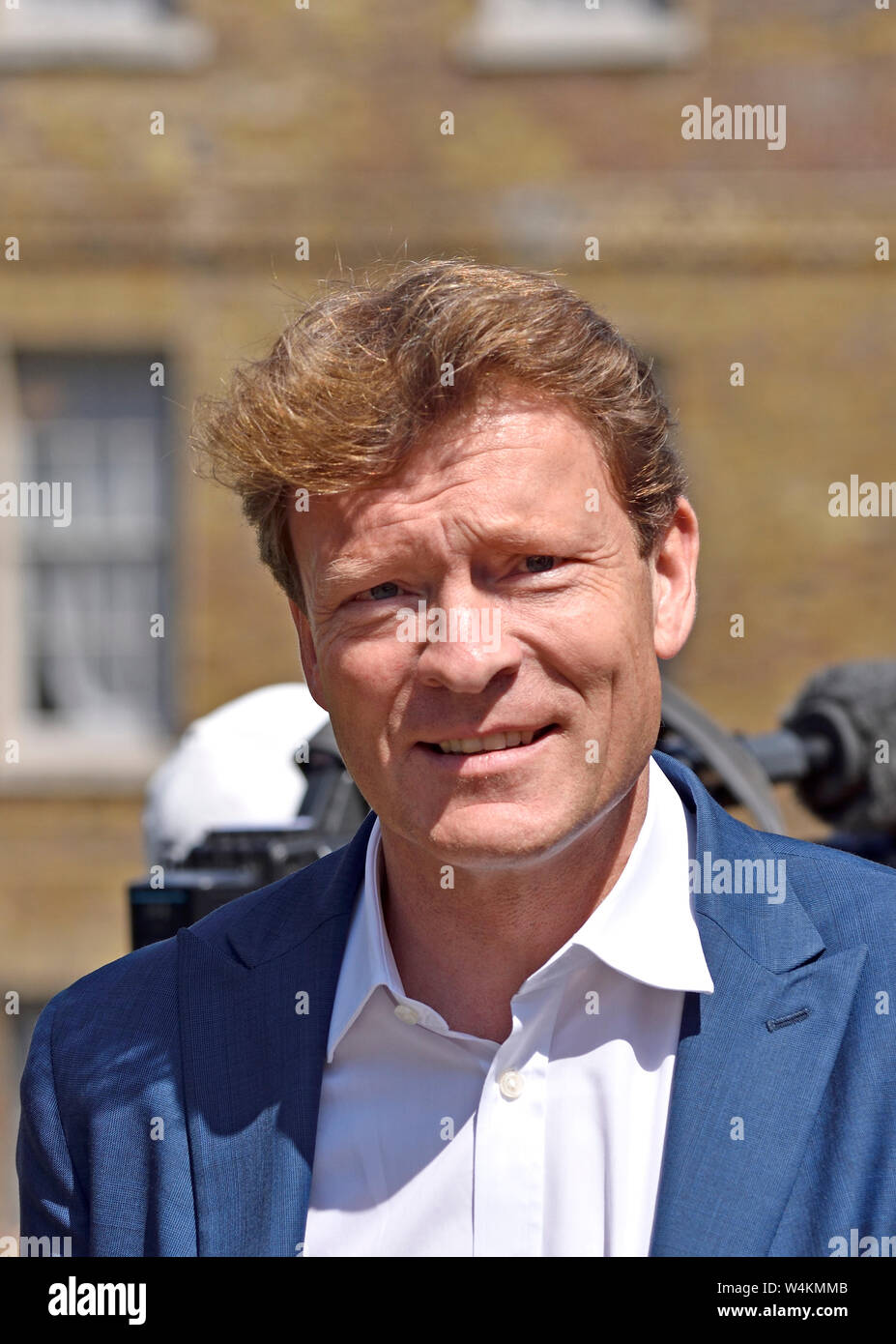 Richard Tice, MDEP, Vorsitzender des Brexit Partei, auf College Green, Westminster, Juli 2019 Stockfoto