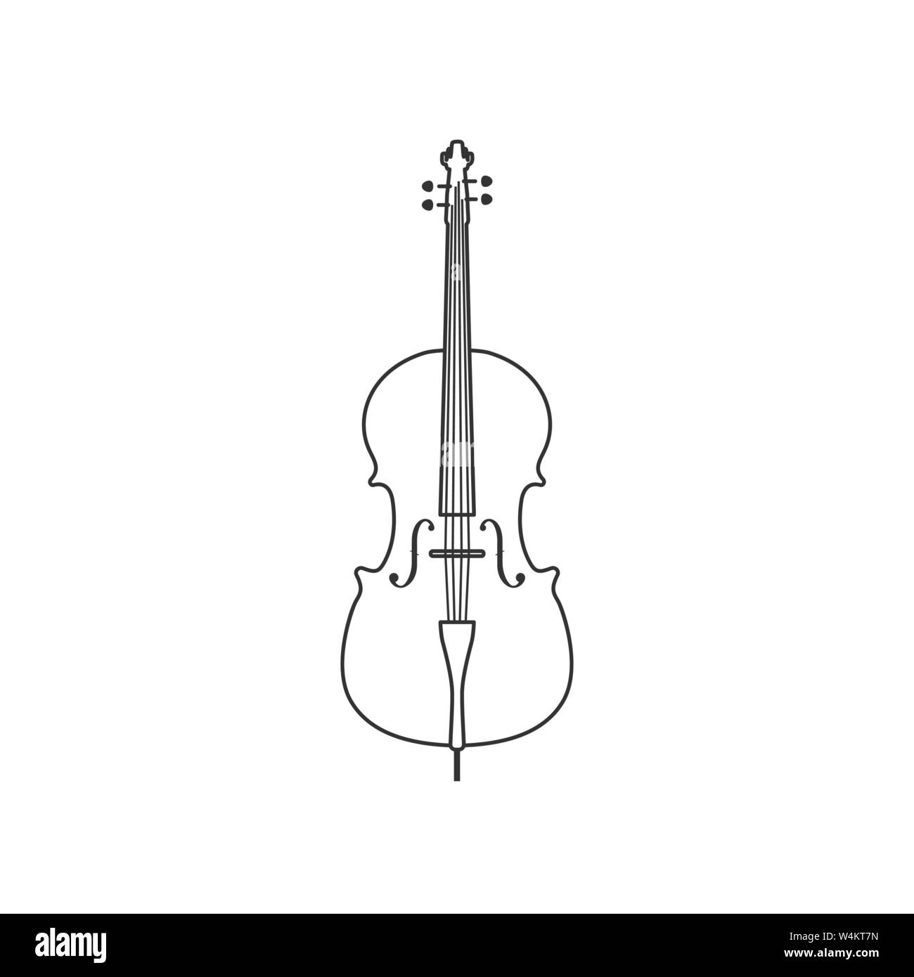 Klassische cello Schwarz und Weiß. Isolierte Vektor String krank. Stock Vektor