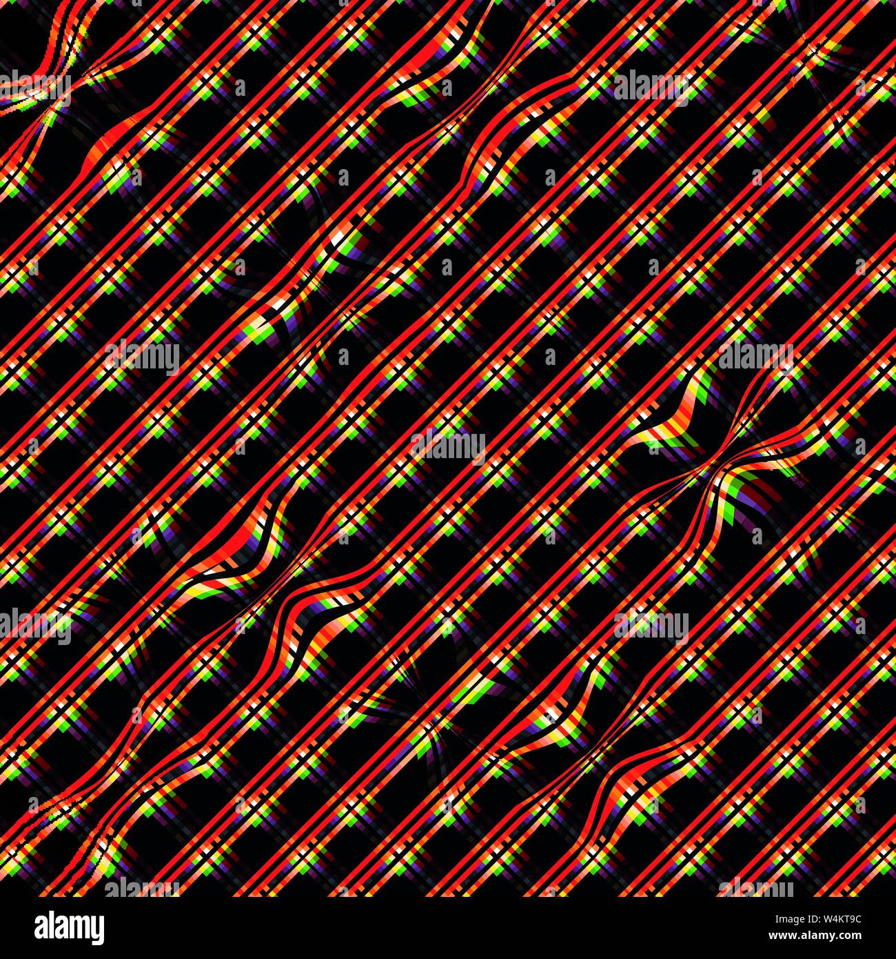 Farbige dünne Linien auf schwarzem Hintergrund abstrakte geometrische Muster Stock Vektor