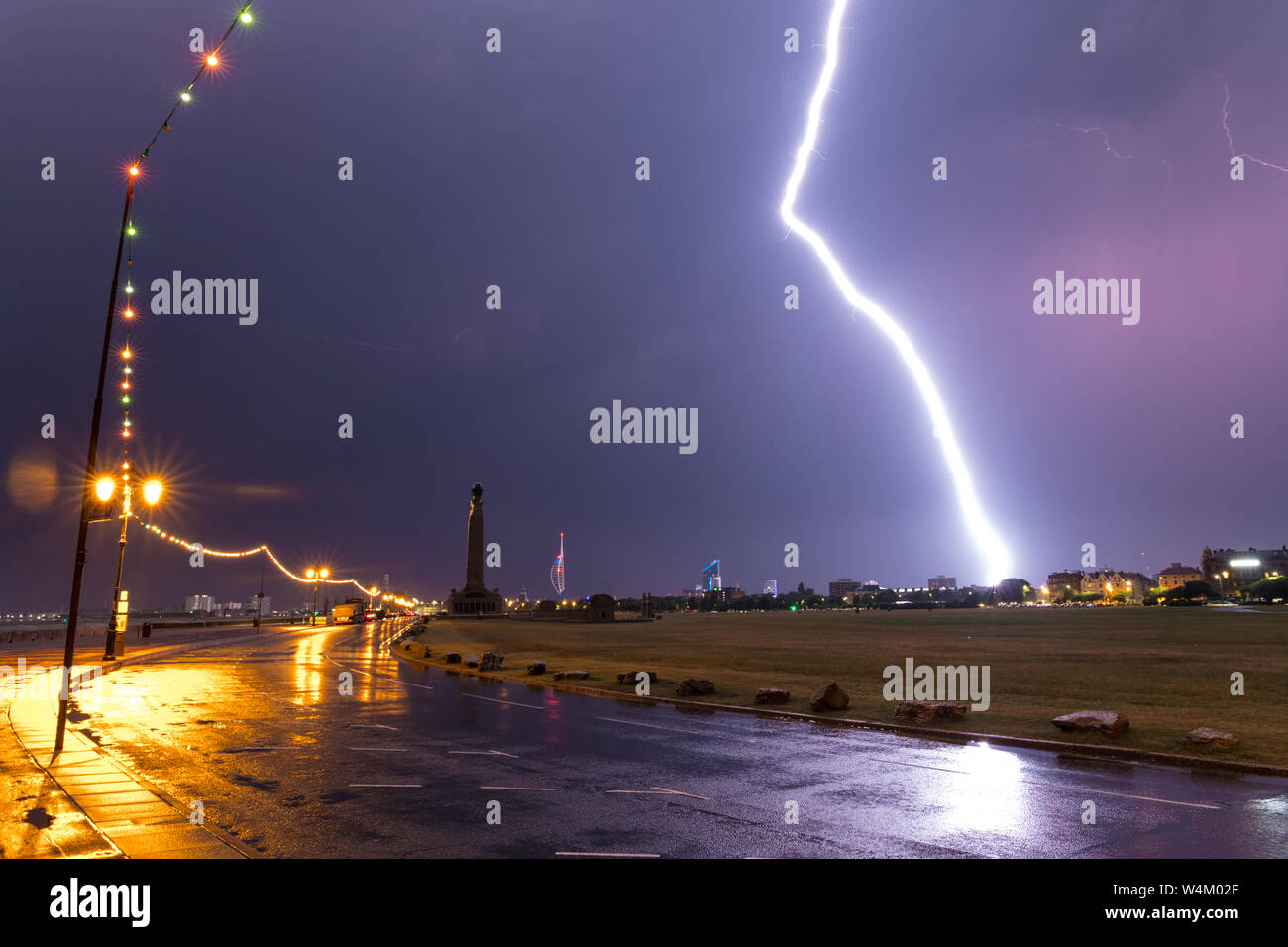 Gewitter Wut über Portsmouth am 23. Juli 2019 Stockfoto