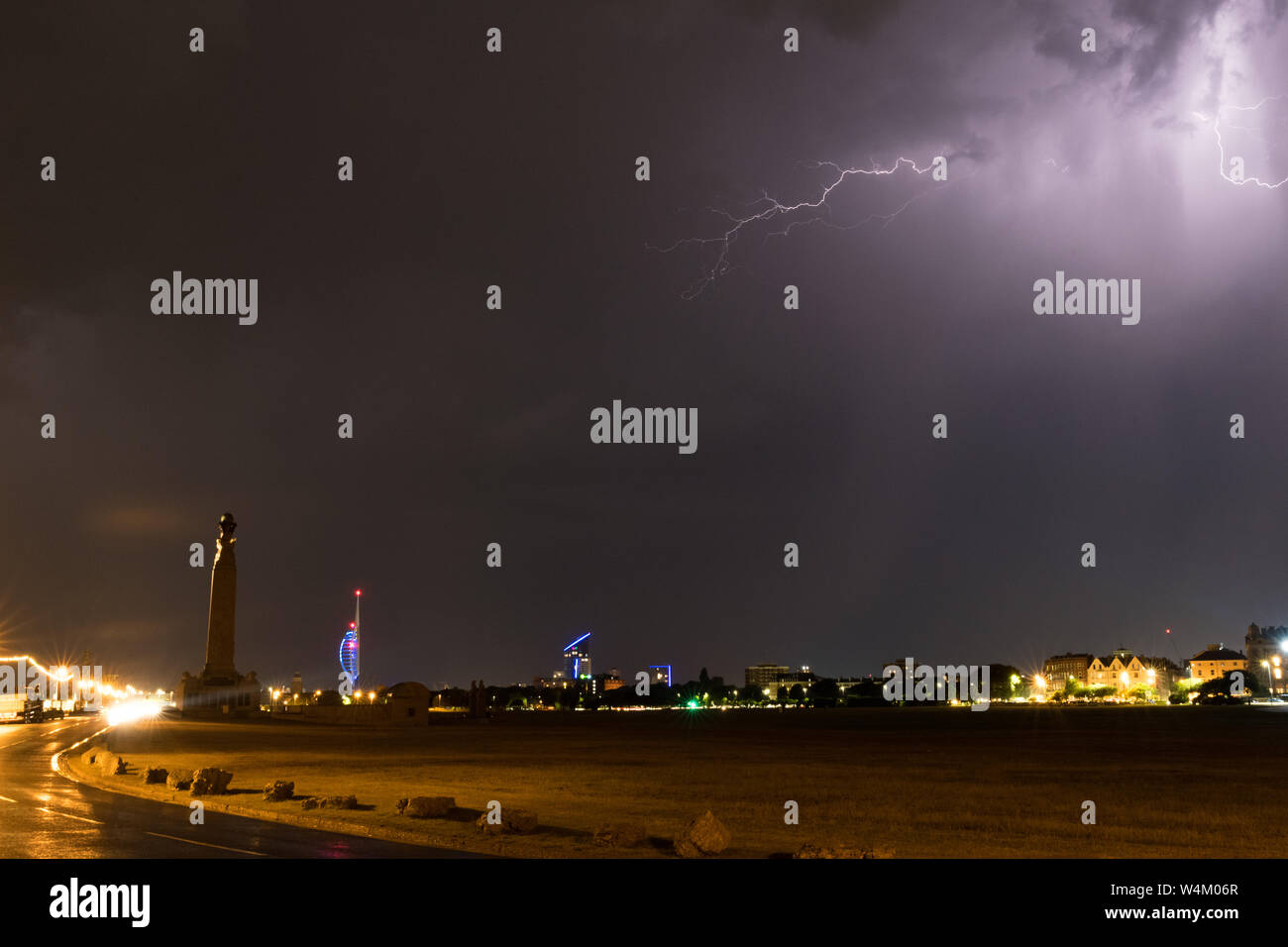 Gewitter Wut über Portsmouth am 23. Juli 2019 Stockfoto