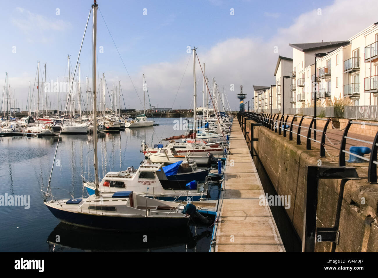 Irvine Hafen mit Booten und Yachten in der it Stockfoto