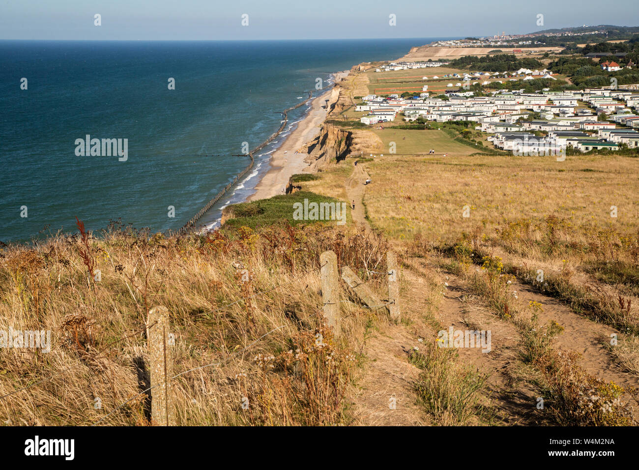 Blick auf die Küste von North Norfolk Beeston Beule in der Nähe von Wisbech, Norfolk, nach Osten in Richtung Cromer Stockfoto