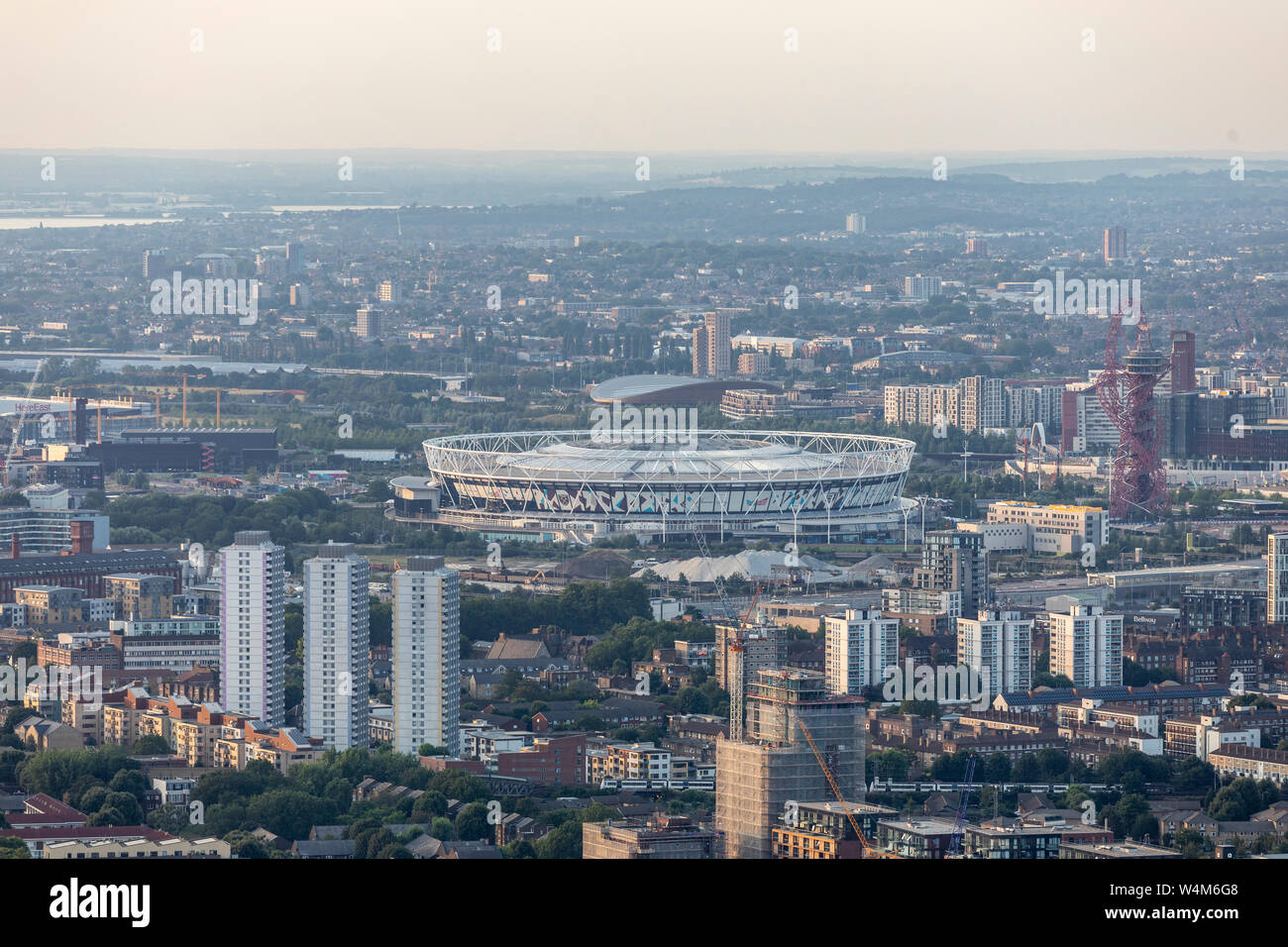 Blick auf die London Stadion, West Ham Boden Stockfoto