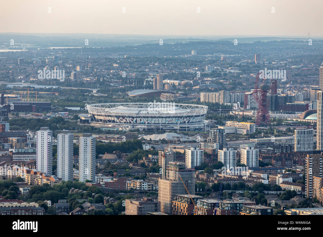 Blick auf die London Stadion, West Ham Boden Stockfoto