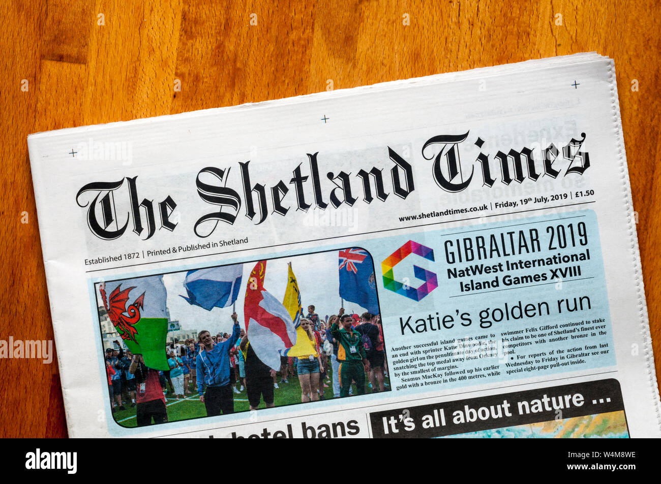 Shetland Lokalblatt, der Shetland Times. Stockfoto