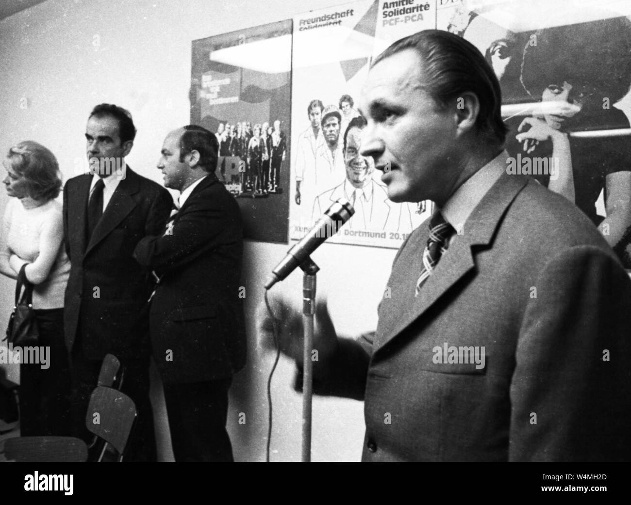 Der Besuch der KP-Chef Georges Marchais der Französischen in die deutsche Kommunisten der DKP am 20.10.1973 in Essen | | Verwendung weltweit Stockfoto