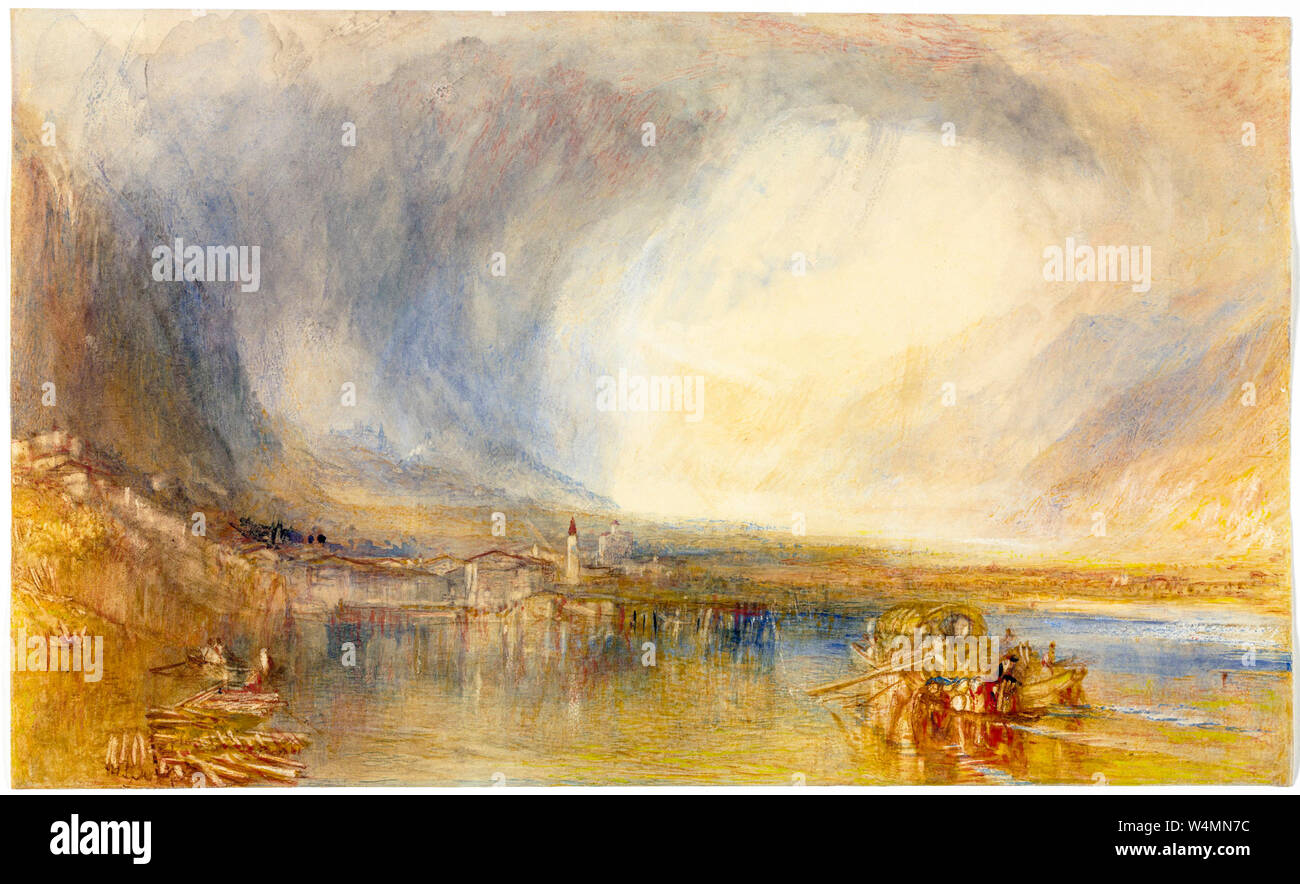JMW Turner, Flüelen, vom See von Luzern, Landschaftsmalerei, 1840 Stockfoto