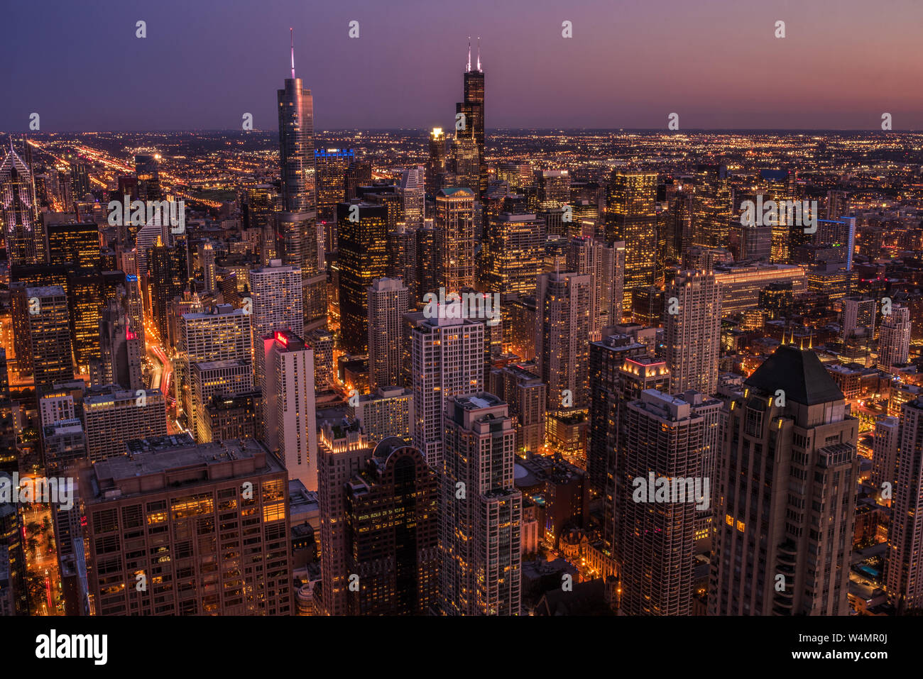 Stadtbild Schuß von 360 Chicago Observation Deck (John Hancock Observatory) Stockfoto