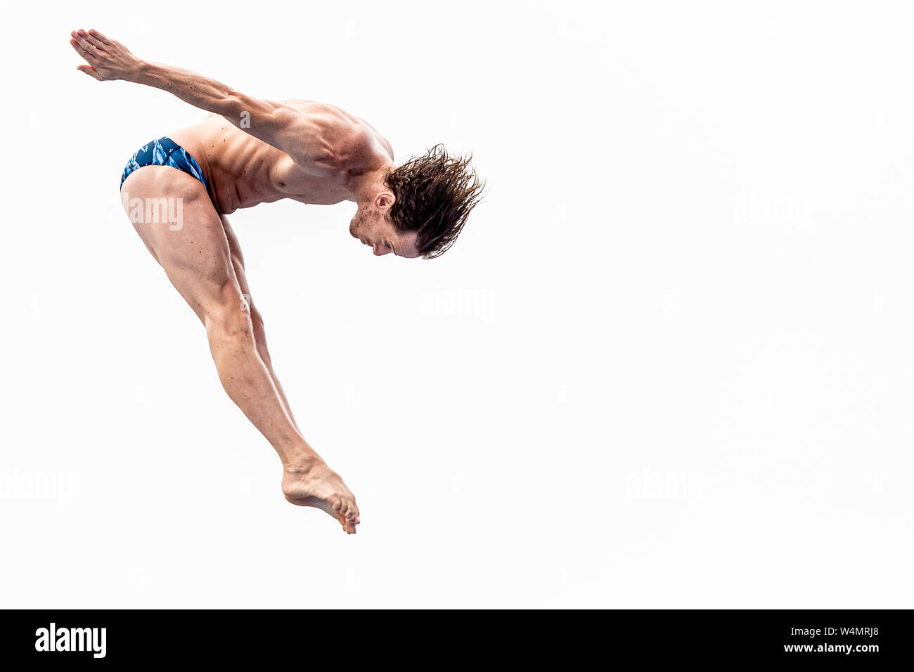 24. juli 2019 Gwangju, Südkorea 18. FINA World Aquatics Championships 24-07-2019: Zwemmen: High Diving Men Finale: Gwangju HUNT Gary GBR GROSSBRITANNIEN Gwangju Südkorea 24/07/2019 High Diving Men Finale 18. FINA World Aquatics Championships Chosun University Stockfoto