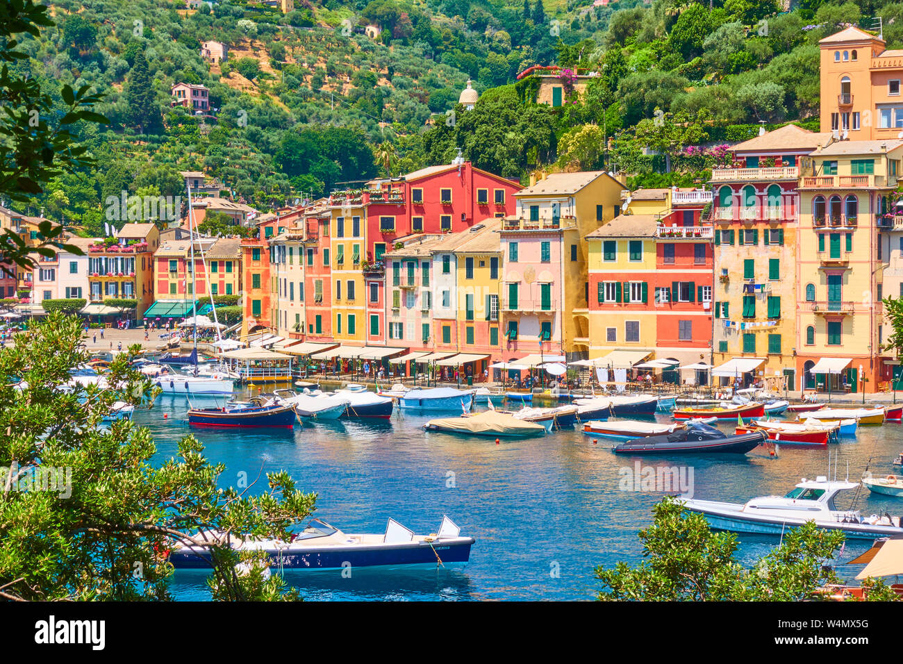 Anzeigen von Portofino Stadt - Luxury Resort an der italienischen Riviera in Ligurien, Italien Stockfoto