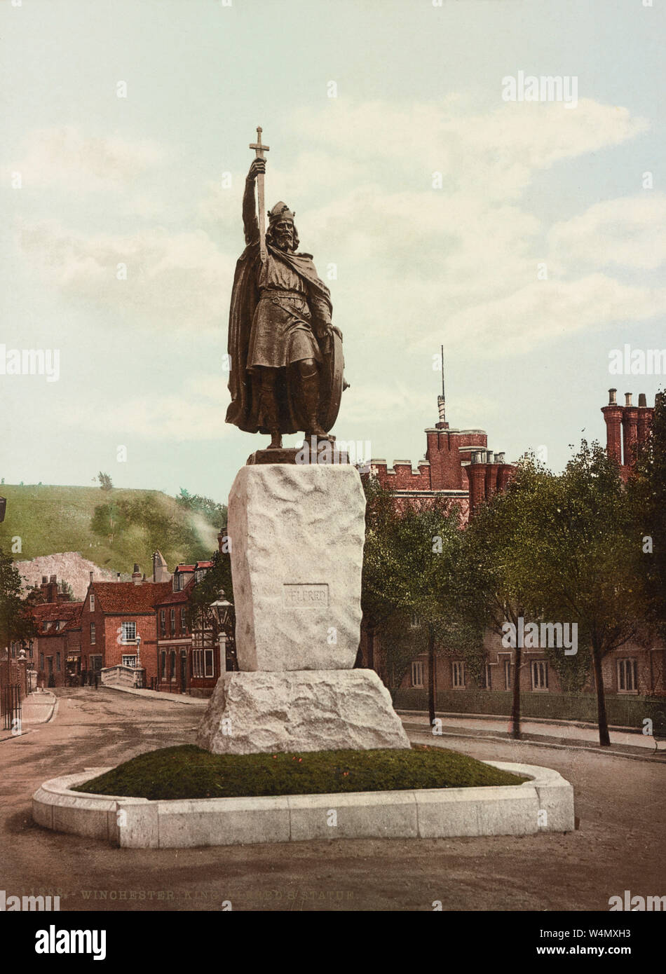 King Alfred's Statue (Alfred der Große) in Winchester, England. 1901. Stockfoto
