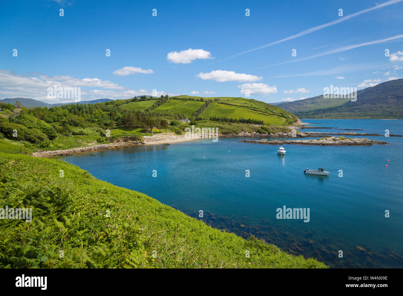 Schöne Plätze für Erholung am Lauragh auf der Beara Halbinsel, Irland Stockfoto