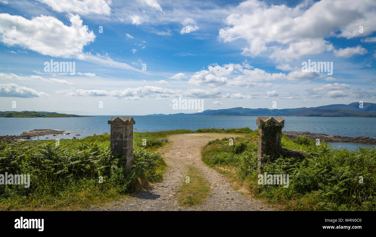 Schöne Plätze für Erholung am Lauragh auf der Beara Halbinsel, Irland Stockfoto