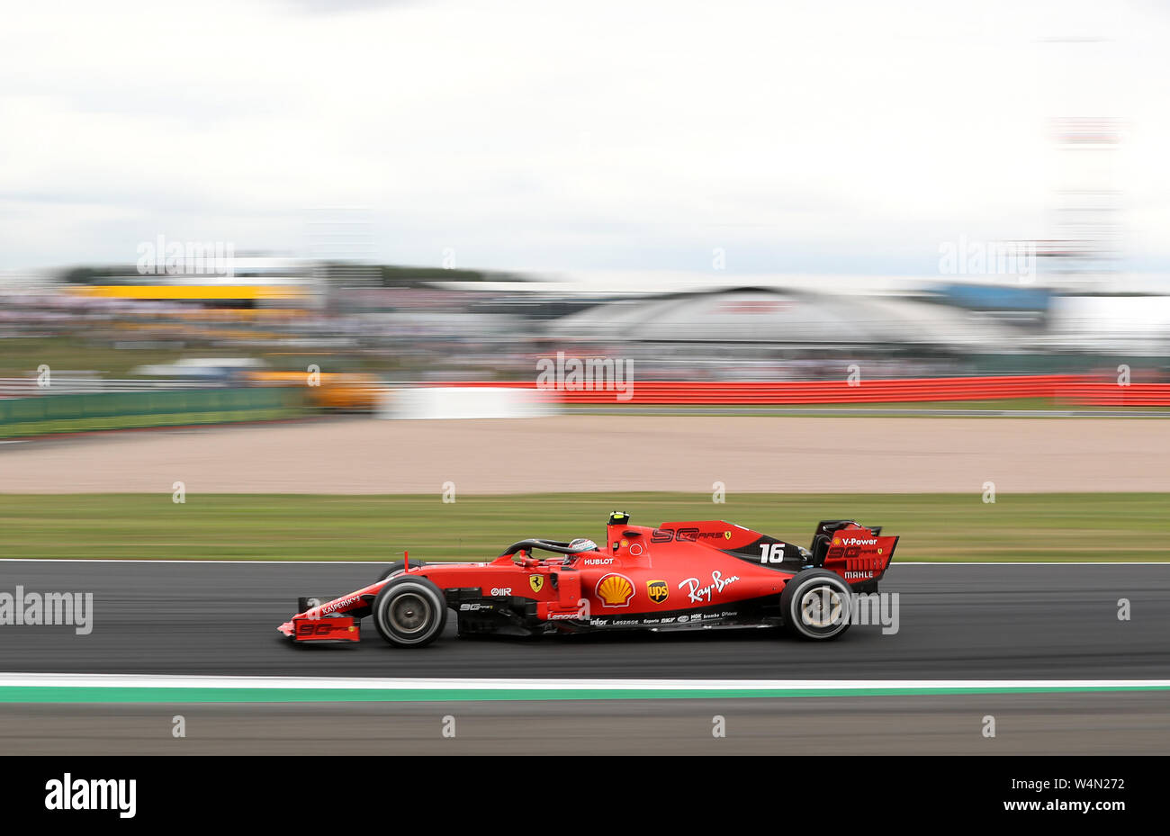 Ferrari's Charles Leclerc während des Grand Prix von Großbritannien in Silverstone, Towcester. DRÜCKEN SIE VERBANDSFOTO. Bilddatum: Sonntag, 14. Juli 2019. Siehe PA Story AUTO British. Bildnachweis sollte lauten: David Davies/PA Wire. Stockfoto