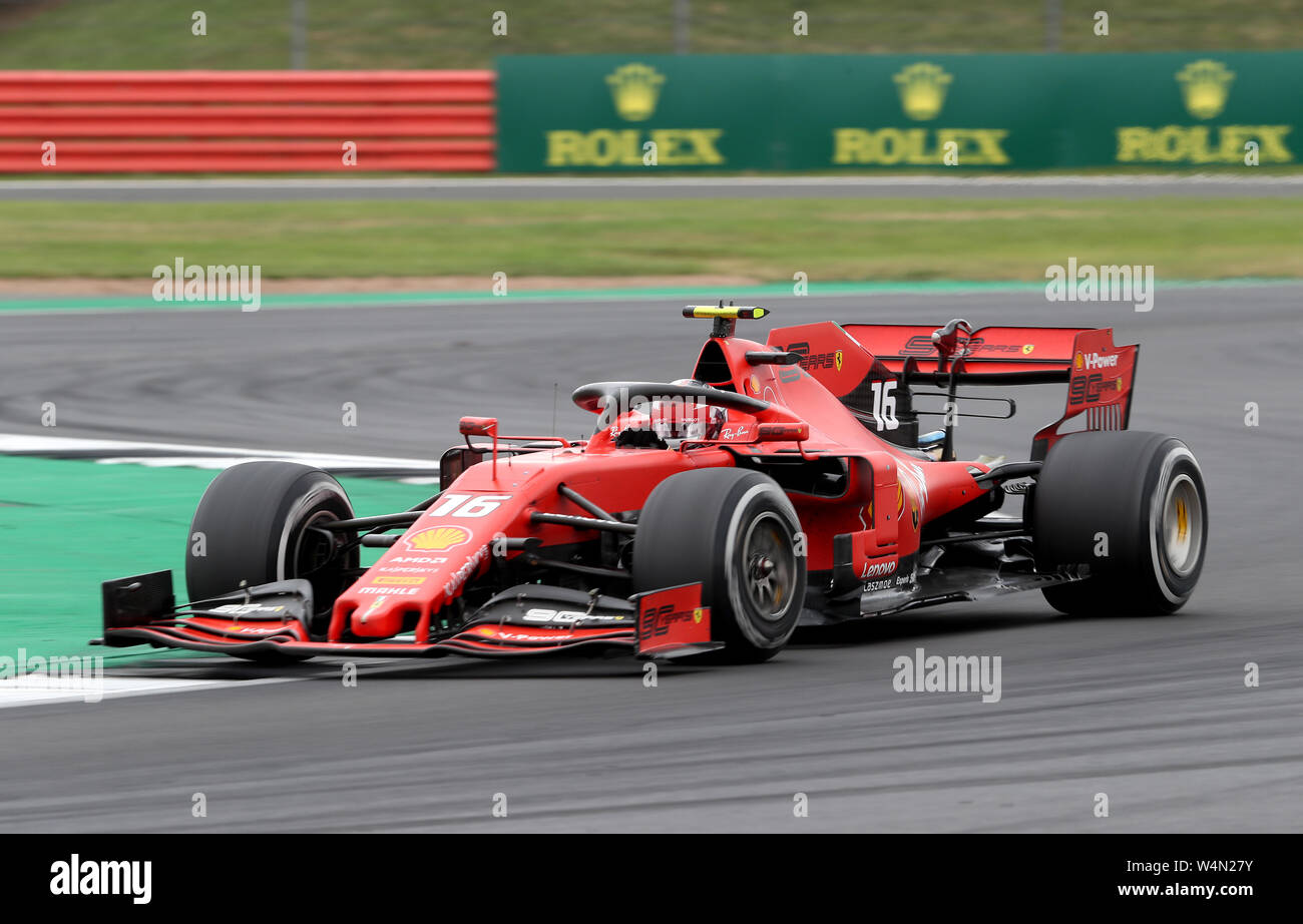 Ferrari's Charles Leclerc während des Grand Prix von Großbritannien in Silverstone, Towcester. DRÜCKEN SIE VERBANDSFOTO. Bilddatum: Sonntag, 14. Juli 2019. Siehe PA Story AUTO British. Bildnachweis sollte lauten: David Davies/PA Wire. Stockfoto