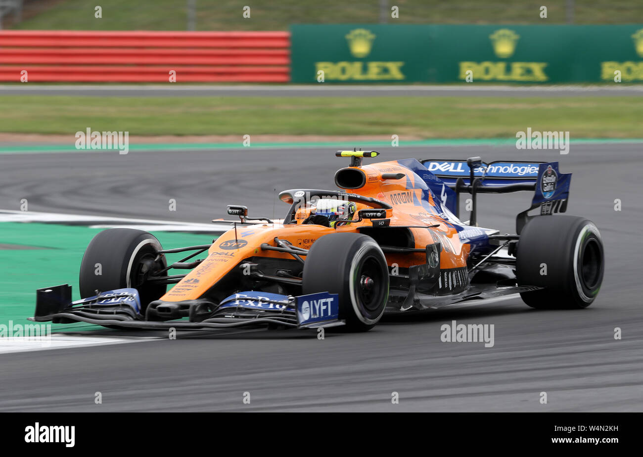 McLaren Lando Norris während des Grand Prix von Großbritannien in Silverstone, Towcester. DRÜCKEN SIE VERBANDSFOTO. Bilddatum: Sonntag, 14. Juli 2019. Siehe PA Story AUTO British. Bildnachweis sollte lauten: David Davies/PA Wire. Stockfoto