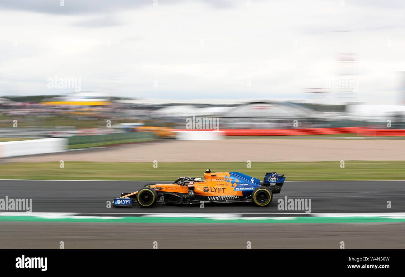 McLaren Lando Norris während des Grand Prix von Großbritannien in Silverstone, Towcester. DRÜCKEN SIE VERBANDSFOTO. Bilddatum: Sonntag, 14. Juli 2019. Siehe PA Story AUTO British. Bildnachweis sollte lauten: David Davies/PA Wire. Stockfoto