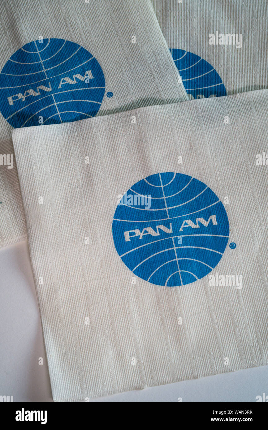 Vintage Pan Am World Airways Papier cocktail Servietten Stockfoto