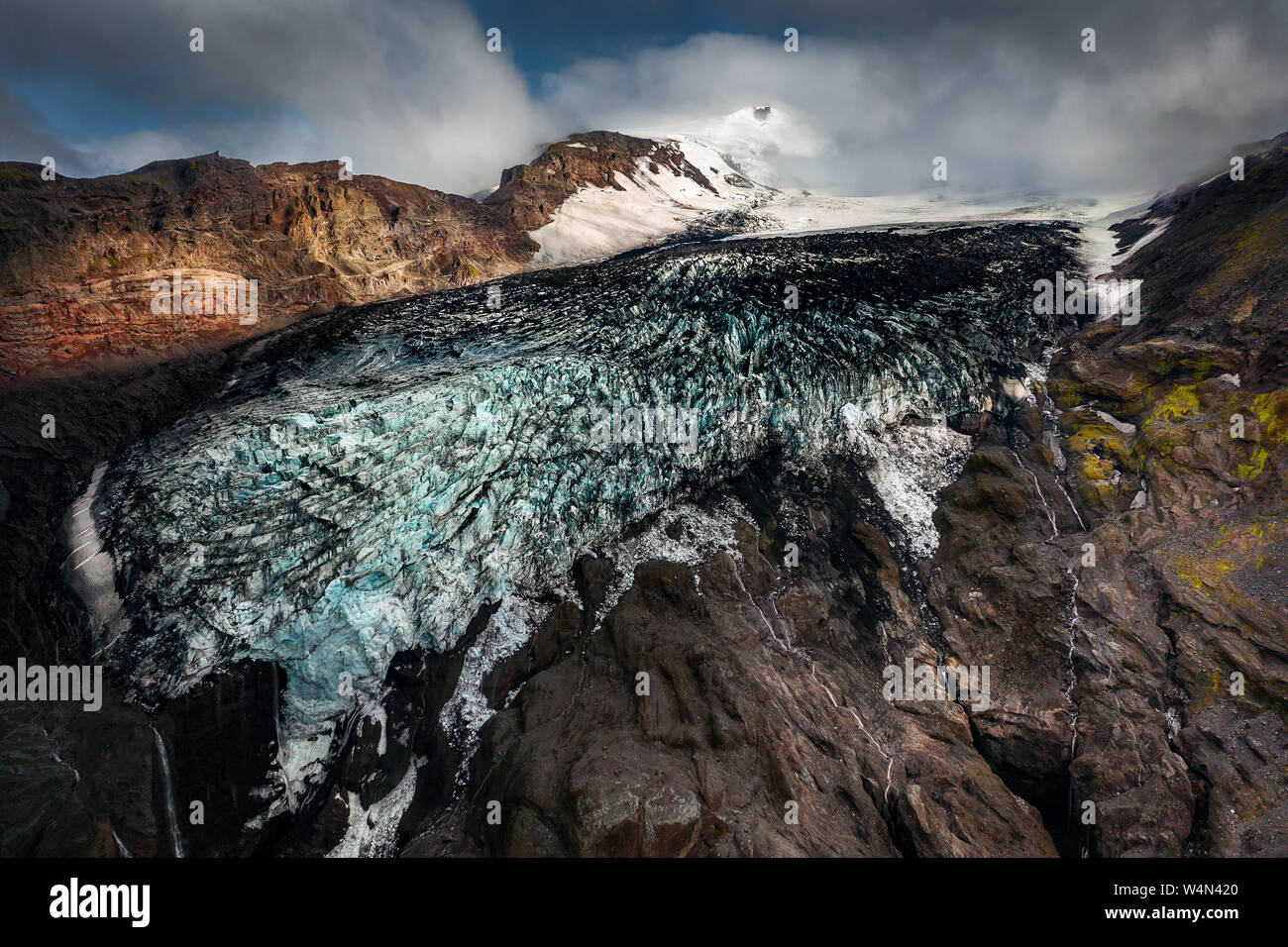 Berühmte Eyjafjallajökull im Süden Islands. Stockfoto