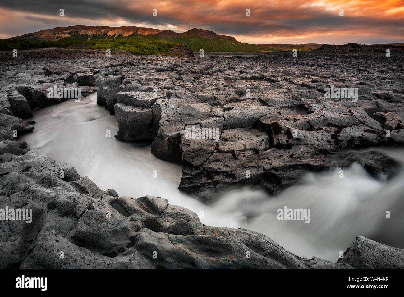 Fluss Geita und seine verschlammte Wasser aus dem Gletscher Langjökull. Stockfoto