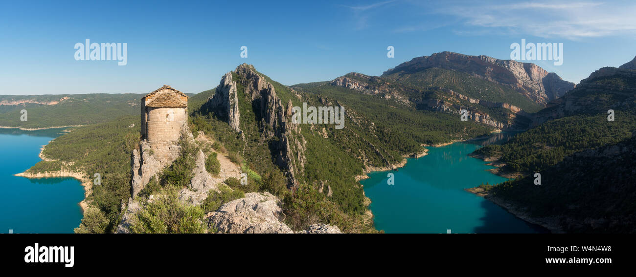 Ermita de la Pertusa, Congost de Mont Rebei, Corça, Lleida, Spanien Stockfoto