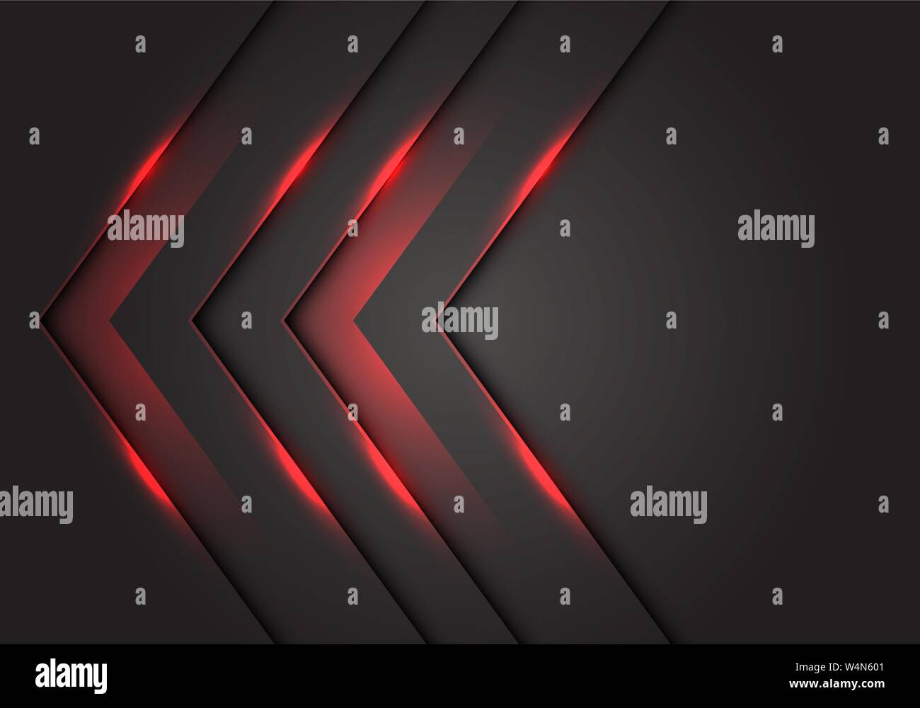 Abstrakt rot Licht 3D Pfeil Richtung auf dunkelgrau Leerzeichen Design moderne futuristischen Technologie Hintergrund Vector Illustration. Stock Vektor