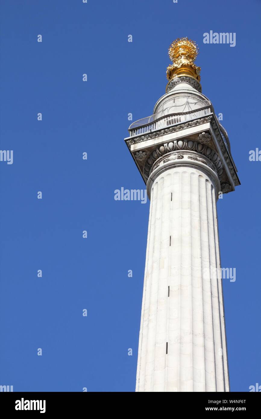 London, Vereinigtes Königreich - Denkmal für das Große Feuer von London Stockfoto