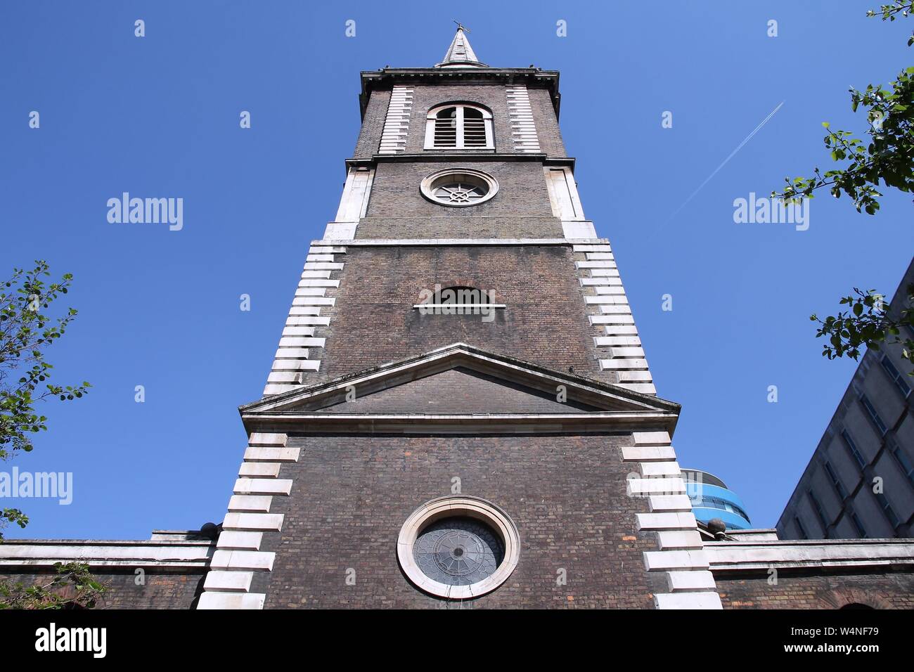 London, Vereinigtes Königreich - Saint Botolph ohne Aldgate Kirche. Denkmalgeschützte Gebäude. Stockfoto