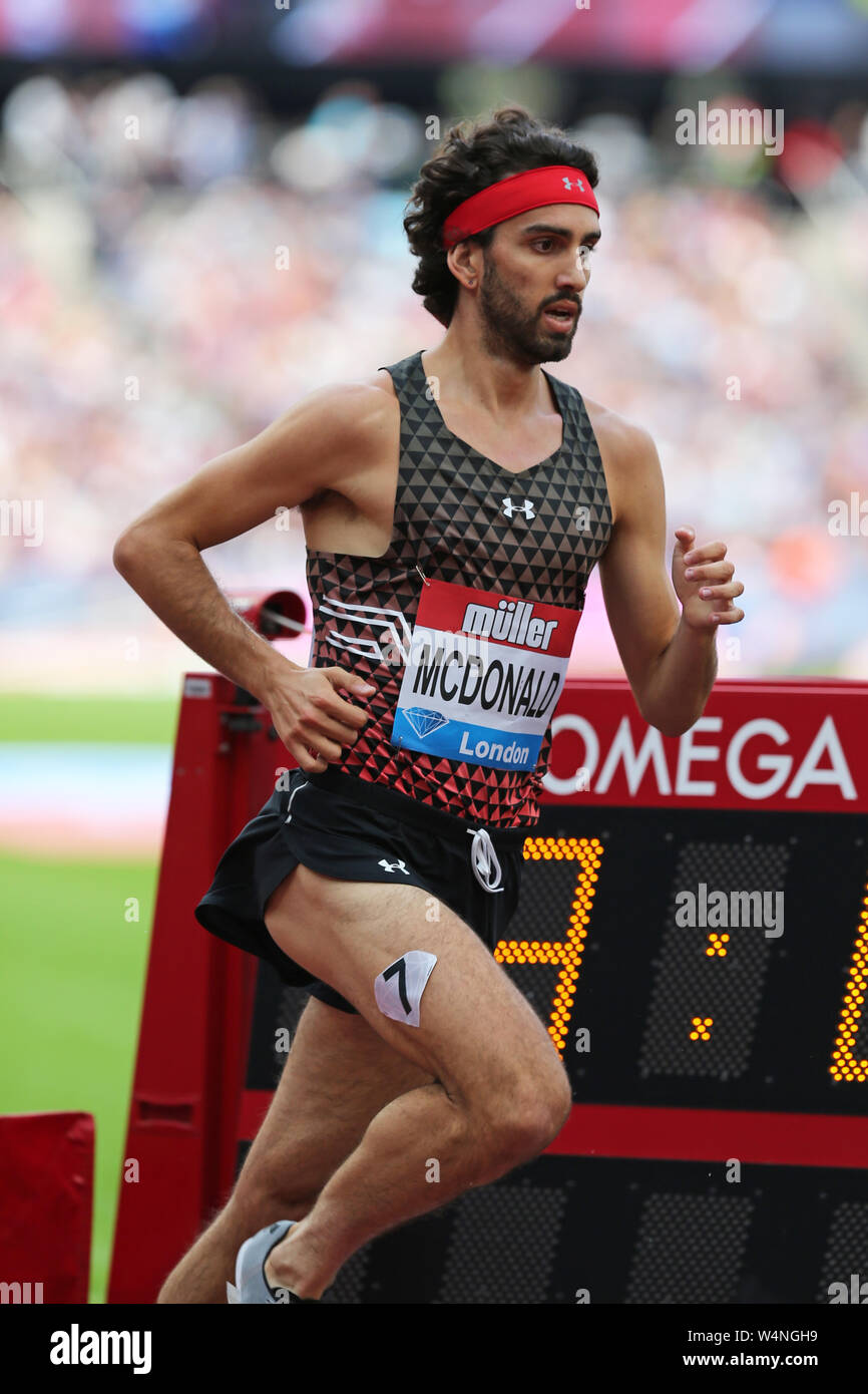 Morgan MCDONALD (Australien) konkurrieren in der Männer 5000 m-Finale bei den 2019, IAAF Diamond League, Jubiläum Spiele, Queen Elizabeth Olympic Park, Stratford, London, UK. Stockfoto