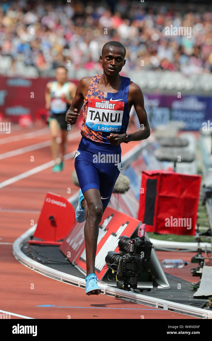 Paul Kipngetich TANUI (Kenia) konkurrieren in der Männer 5000 m-Finale bei den 2019, IAAF Diamond League, Jubiläum Spiele, Queen Elizabeth Olympic Park, Stratford, London, UK. Stockfoto