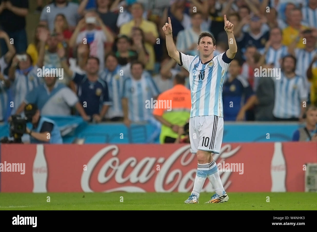 Argentinischer Fußball-player Leonel Messi, während dem Spiel Argentinien vs Bosnien für die WM 2014, das Maracanã-Stadion, in der Stadt von Rio de Jane Stockfoto