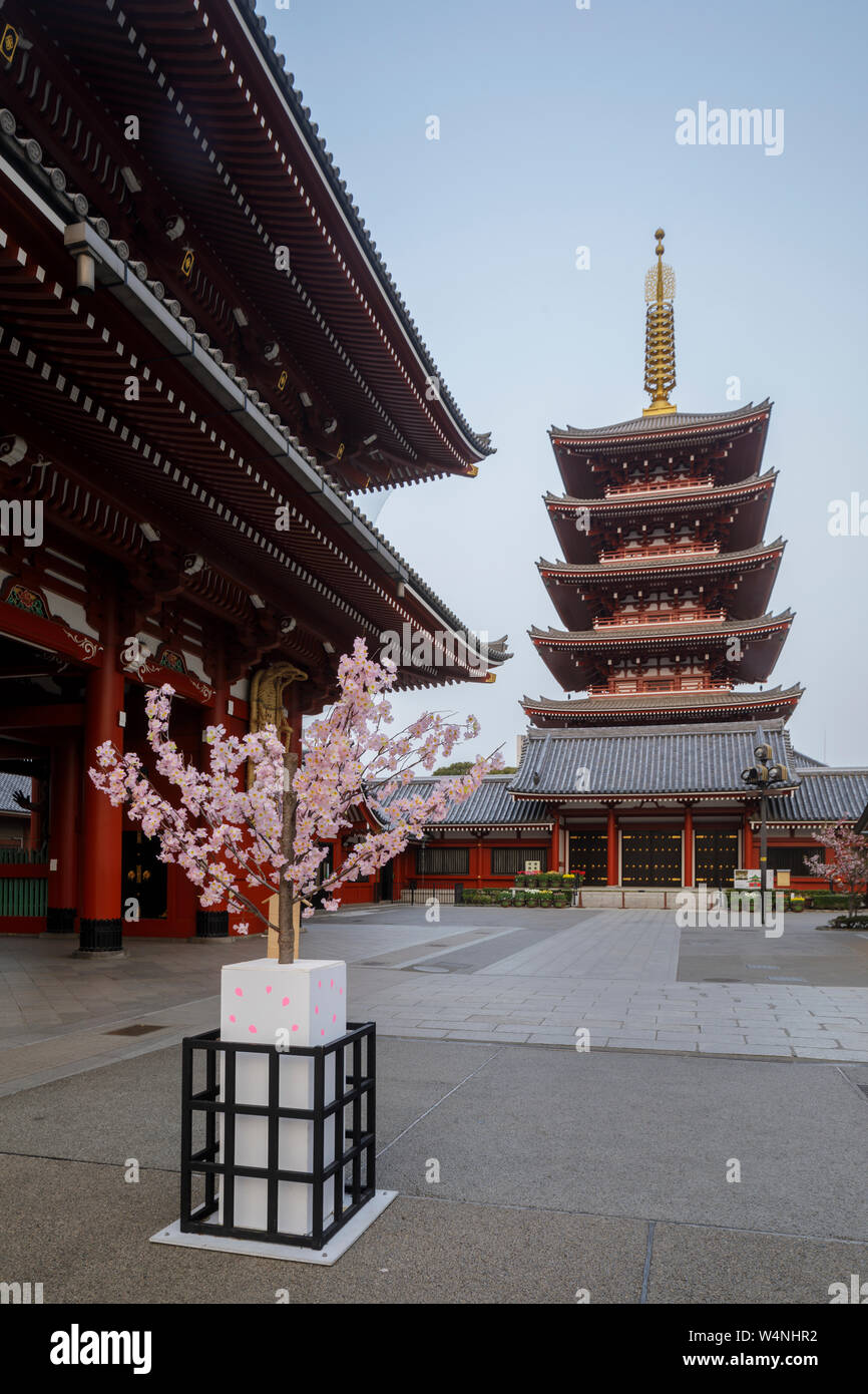 Senso-ji Tempel in der Stadt Tokio, Japan. Eine alte buddhistische Tempel in der Asakusa Viertel von Tokio. Stockfoto