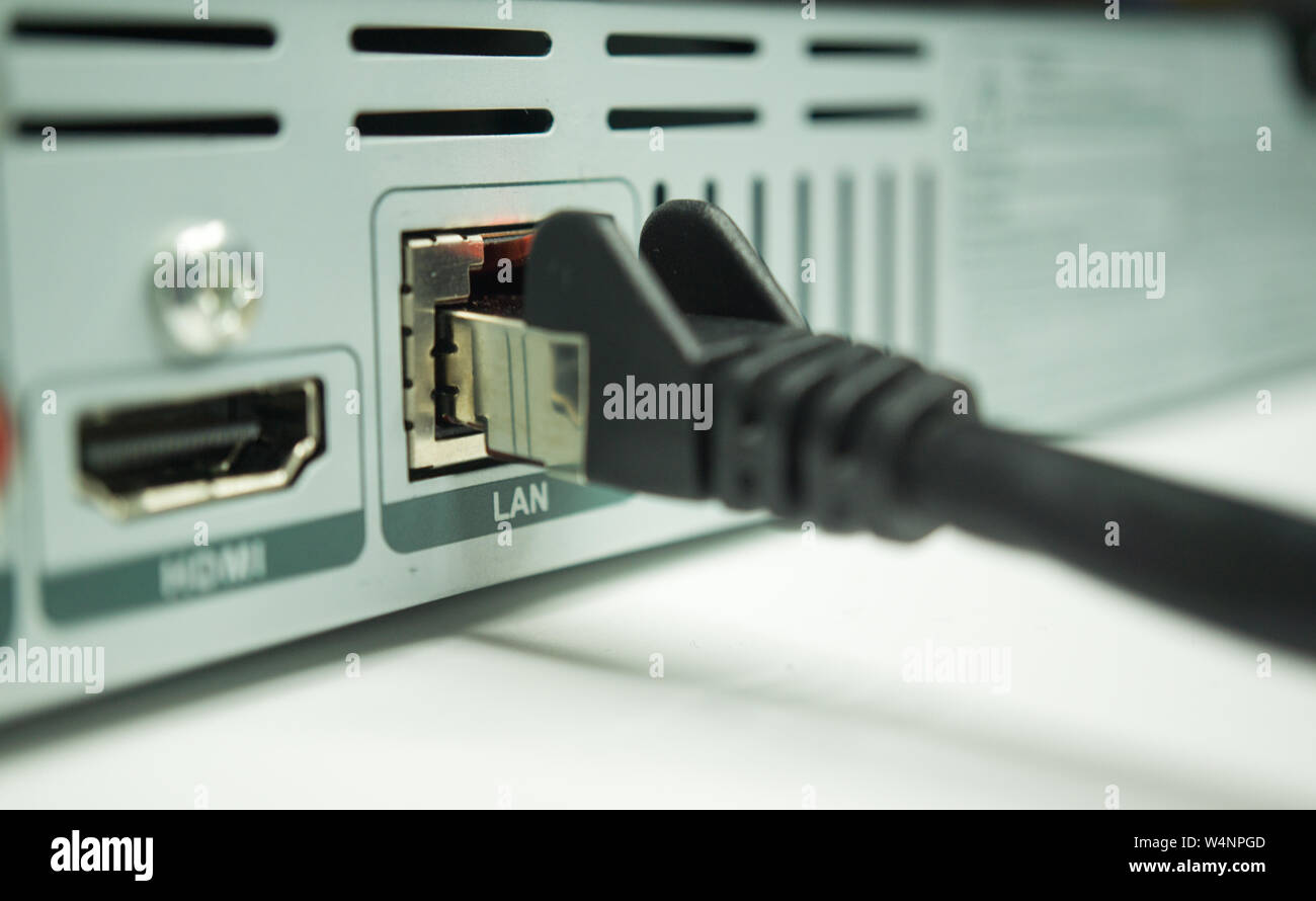 Netzwerk Port eines Media Player Stockfoto