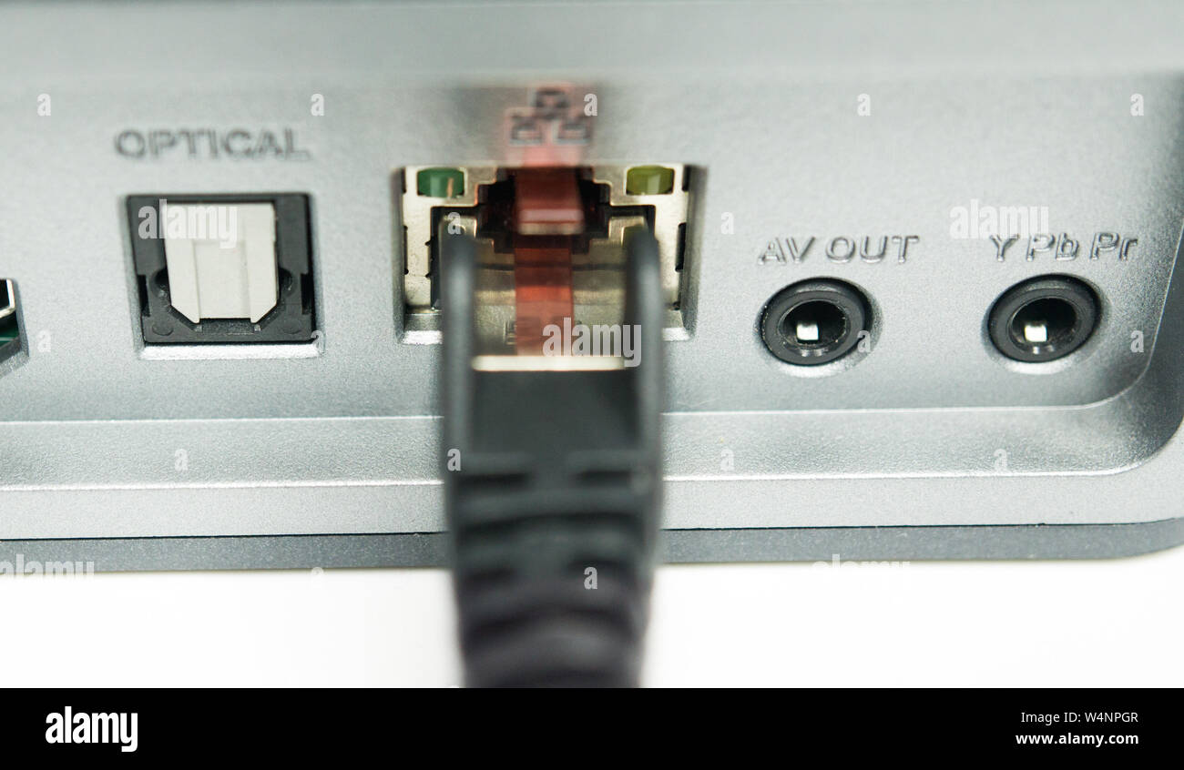 Netzwerk Port eines Media Player Stockfoto