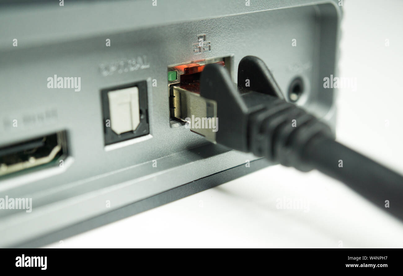 Netzwerk Port eines Media Player Stockfoto