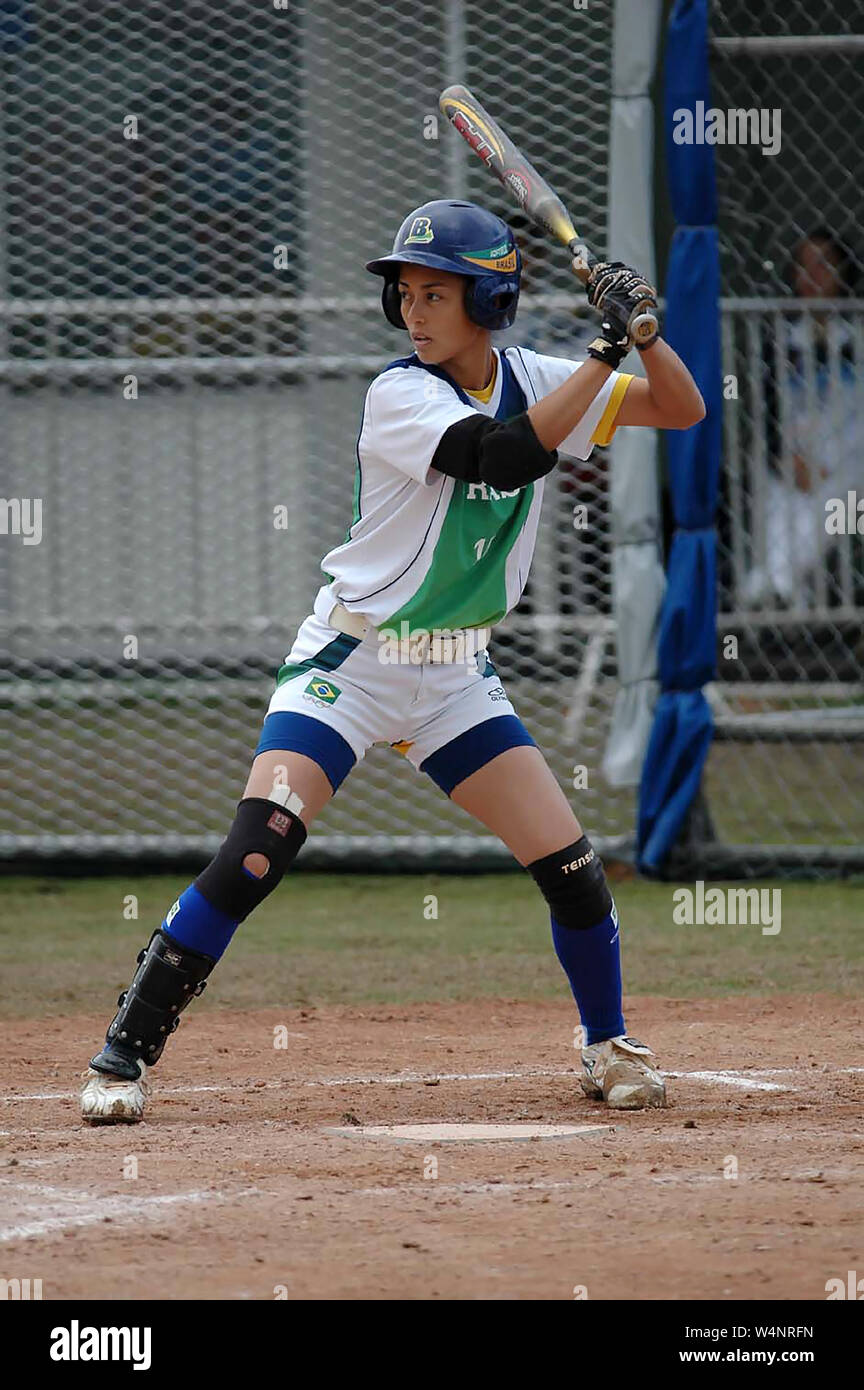 Rio de Janeiro, Brasilien, 26. Juli 2007. Softball Spieler aus Brasilien während der Brasilien/USA Spiel durch die Pan American am Deodoro Sports Complex in Stockfoto