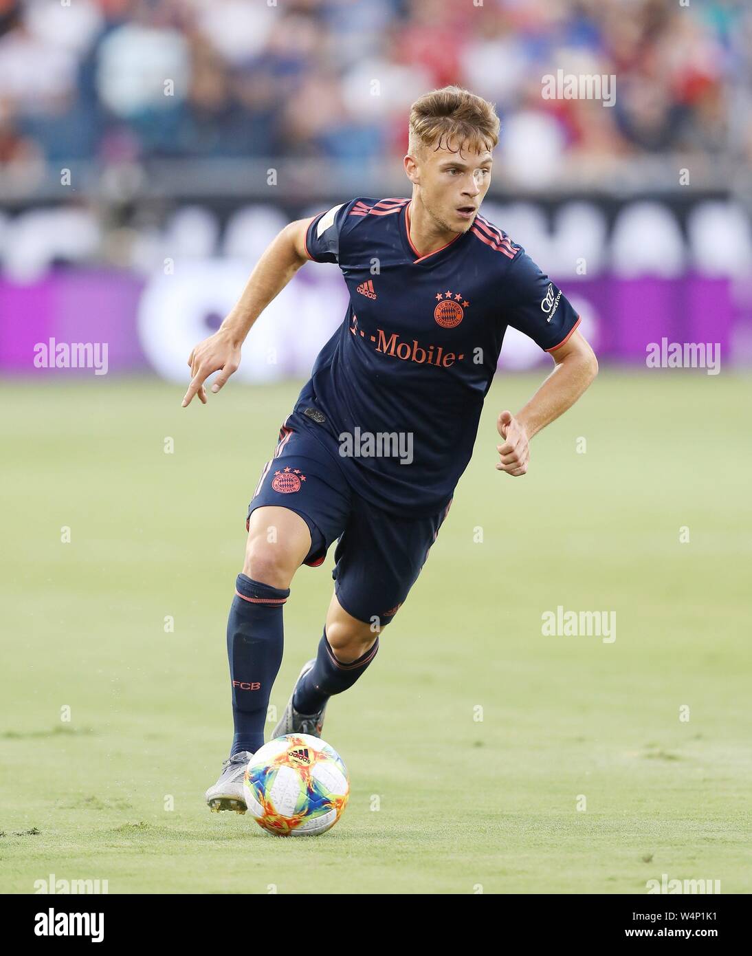 Kansas City, USA. 24. Juli 2019. firo: 23.07.2019 Fuvuball, Fußball: 1. Bundesliga, Saison 2019/2020 AC Mailand, Test, Test, Freundschaftsspiel, gegen den FC Bayern München München, Audi Sommer Tour USA, Internationale Champions Cup 0:1 FCB Joshua Kimmich, Single Action | Verwendung der weltweiten Kredit: dpa/Alamy leben Nachrichten Stockfoto