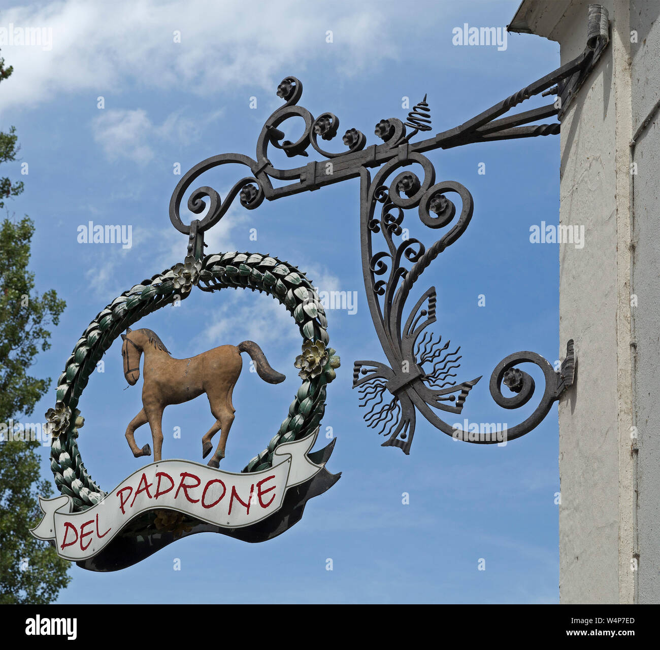 Galionsfigur, Del Padrone Restaurant, Passau, Niederbayern, Deutschland Stockfoto