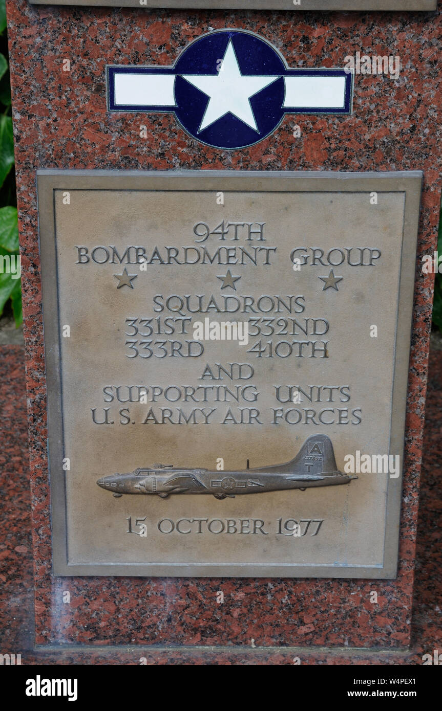 Denkmal für amerikanische Soldaten. Rosengarten, Bury St. Edmunds, Suffolk Stockfoto