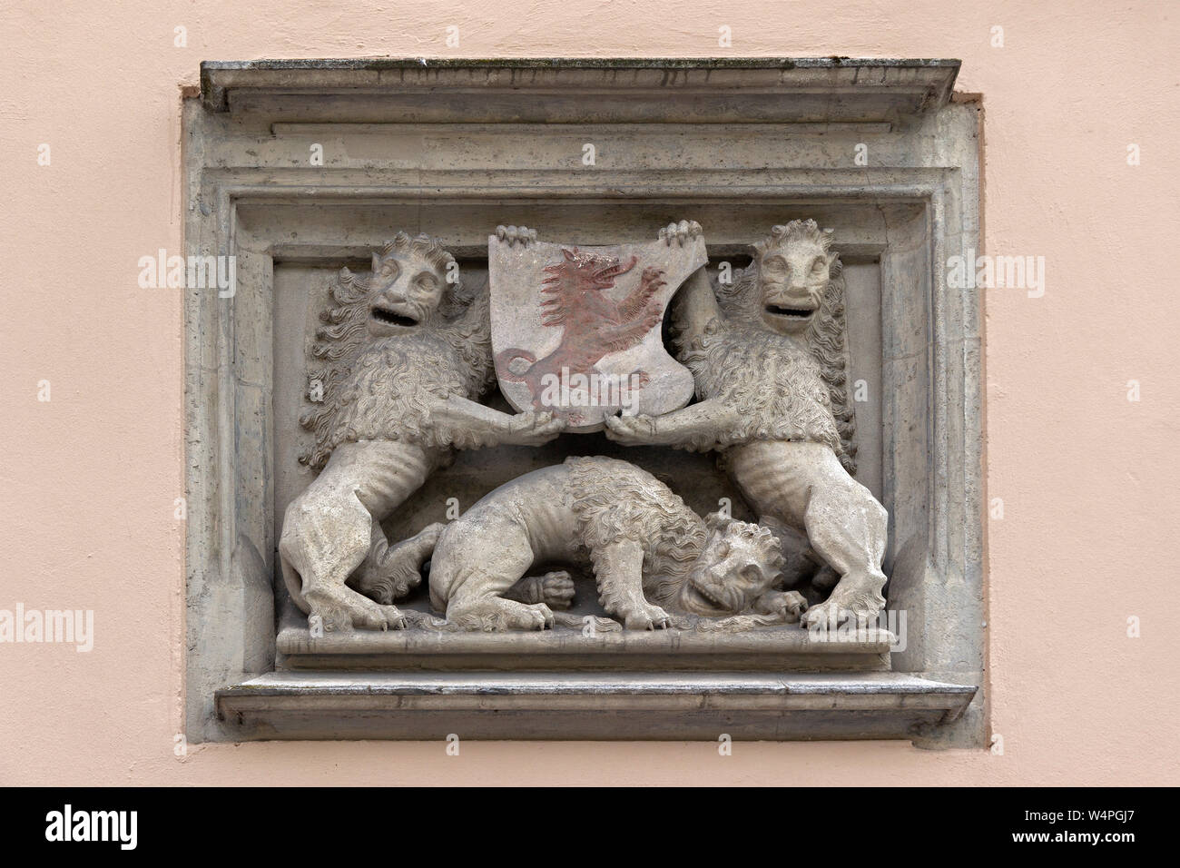 Relief an der Wand, Passau, Niederbayern, Deutschland Stockfoto