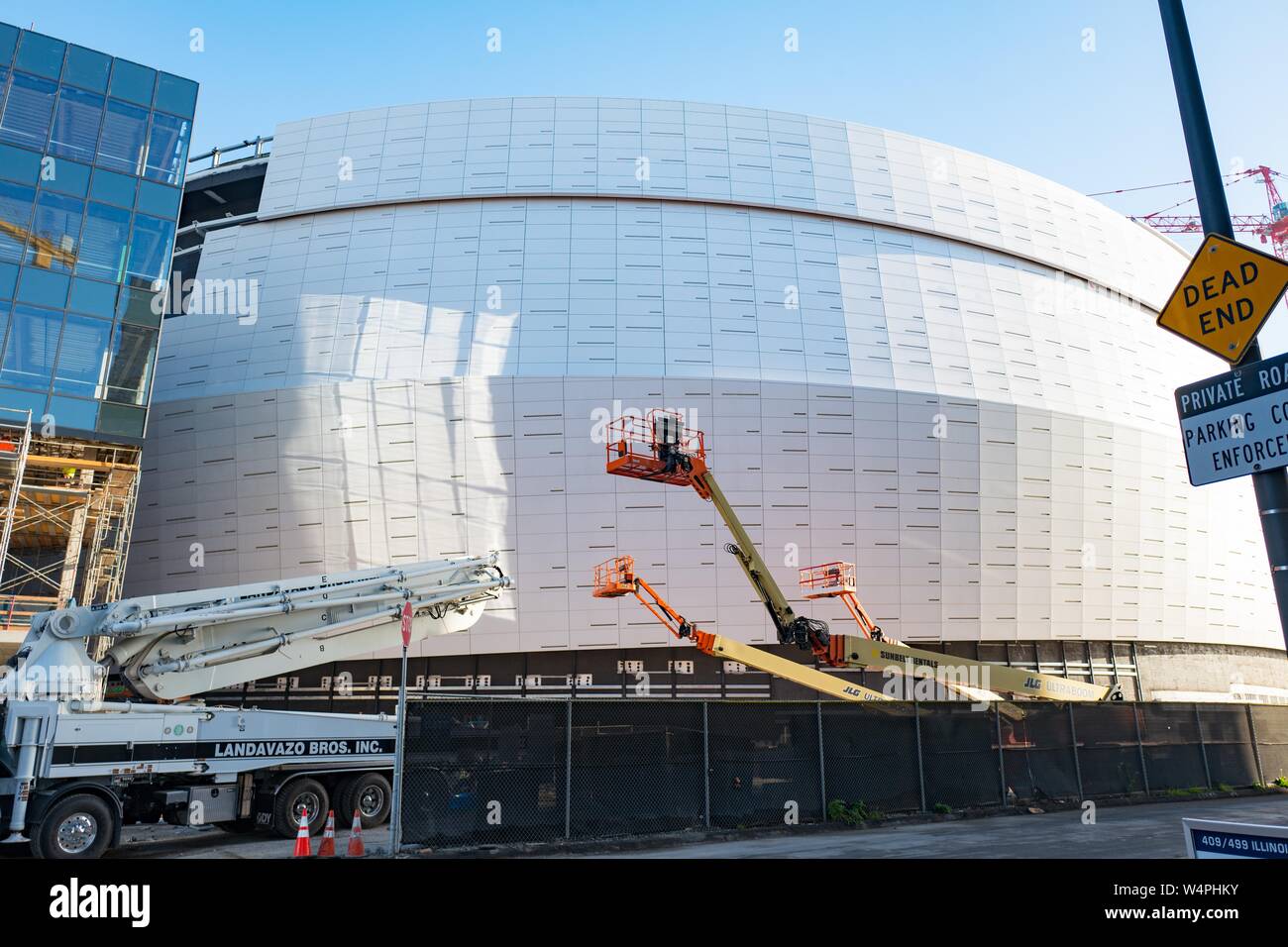 Bau der Chase Center Arena, das neue Heim der Golden State Warriors Basketballmannschaft in der Mission Bay in San Francisco, Kalifornien, 24. September 2018. () Stockfoto