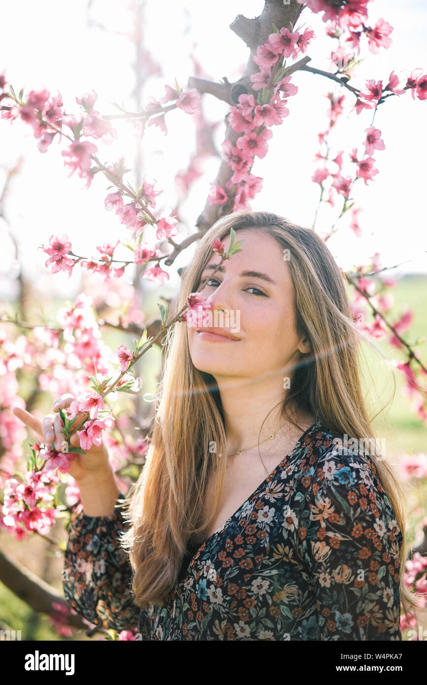 Rainbow blossom Portrait Stockfoto