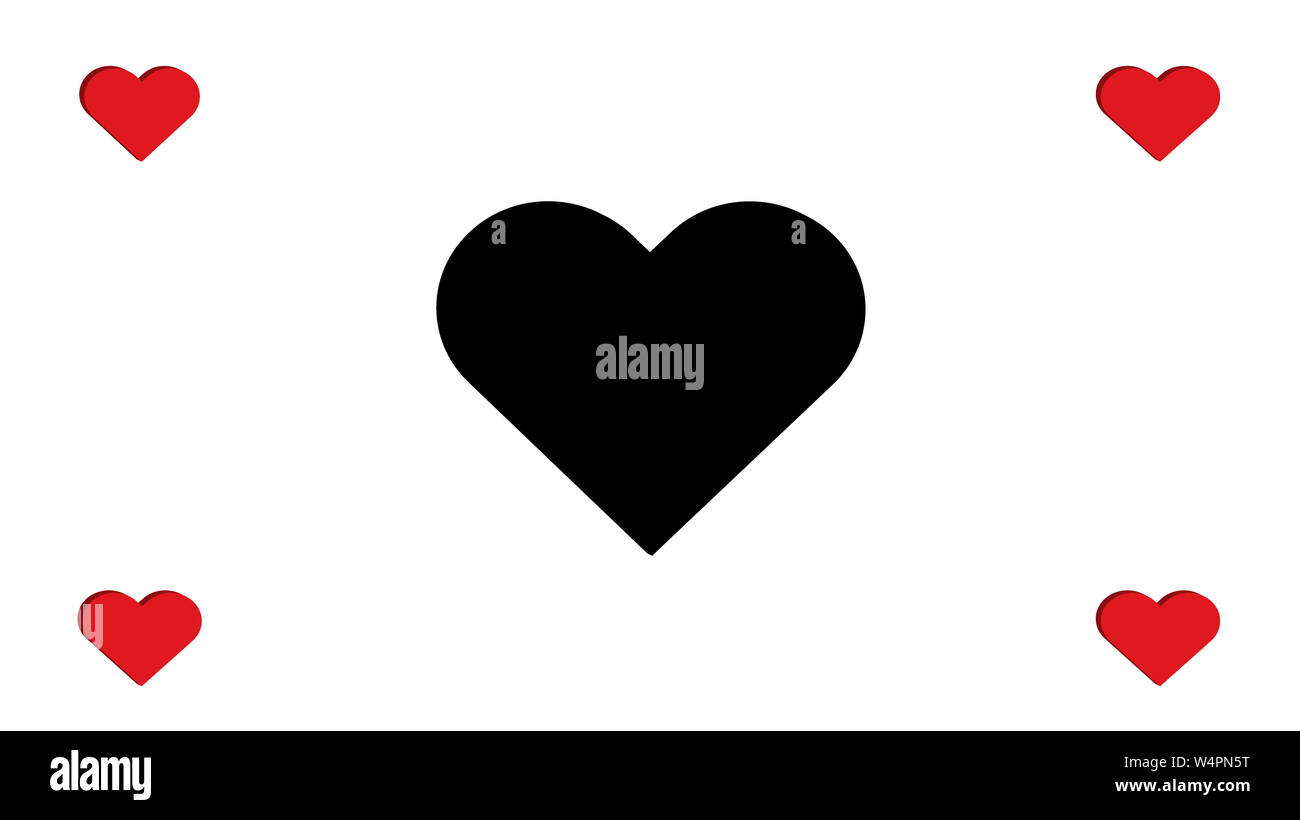 3D-Rot und Schwarz Herz Herzen mehrere Vier einfache Liebe Vector Illustration Design Groß Klein Stockfoto