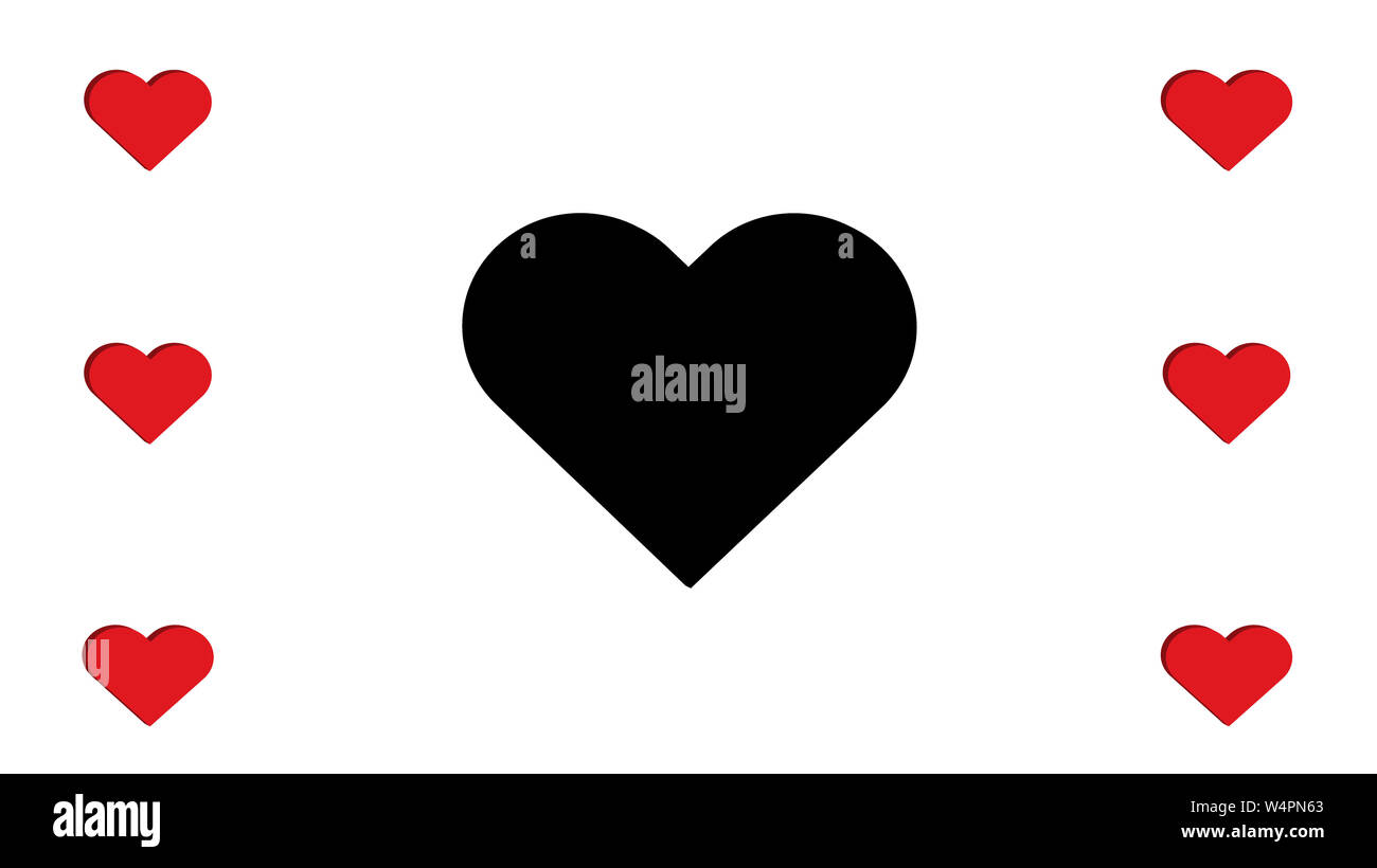 3D-Rot und Schwarz Herz Herzen mehrere Sieben einfache Liebe Vector Illustration Design Groß Klein Stockfoto